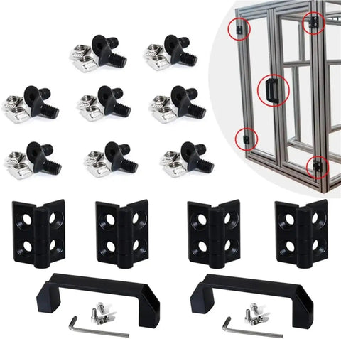 Two Sets 2020 Aluminum Extrusion Profile With Six Millimeter Slot Kit Including Door Handle Frame Hinges Zinc Alloy Hex Screws And T Nuts