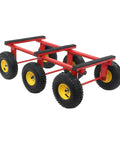 All Terrain Dolly 1200 Lbs Six Wheel Platform Cart With Pneumatic Tires Red For Heavy Loads Moving Furniture Equipment Outdoors Indoors Workhorse Steel Frame