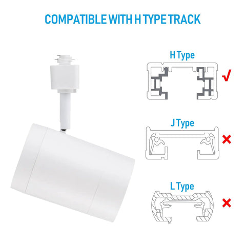 Pro Grade 17.5W LED H Track Light Heads Pack Of 4 For Stores And Restaurants ETL Listed Dimmable CRI90 4000K compatibility diagram