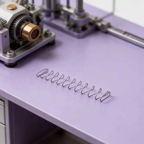 Flat Compression Spring Set Stainless Steel 2 Pcs For Industrial Machinery, Trapezoidal Wire Form, High Strength, Easy Install, Square Flat And Rectangular Coil Design, Pro Grade For Mechanical Applications And Spare Parts on purple machine bed