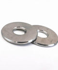 Two silver steel inlet poppet valve washers, 2 pcs, front view