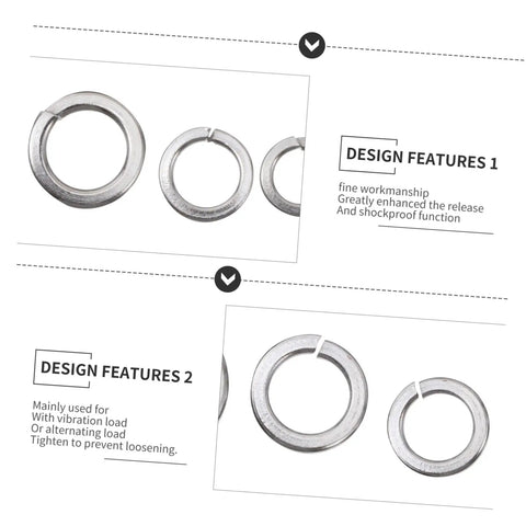 600 Pieces Stainless Steel Locking Spring Washers Set And Split Washers Assortment For M2 Bolts Sealing Gasket Kit Dope Value Pack For Auto Motor And DIY Projects, stainless steel split washers
