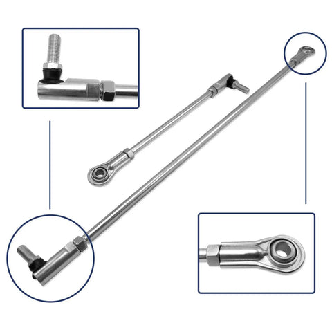 3/8-24 Short And Long Tie Rod Set With Ends For Go Kart Replacement Includes 11 Inch Short Tie Rod Left Driver And 21 Inch Long Tie Rod Right Passenger Thread Size 3/8-24, steel tie rods