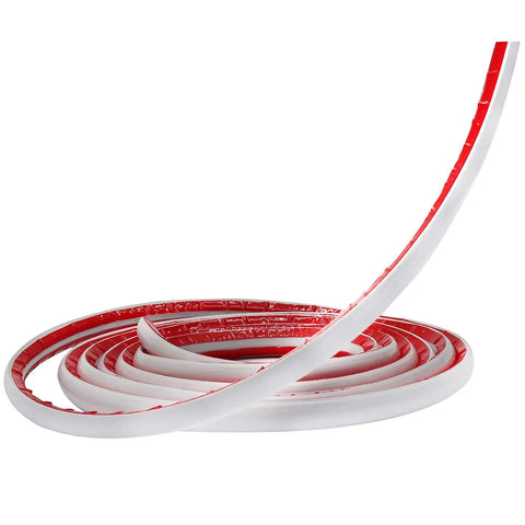 Flexible Quarter Round Molding Trim 16.4 Ft Peel And Stick Self Adhesive White Easy To Install For Floors Countertops Walls Cabinets No Mess Removal No Residue curled roll with red adhesive backing