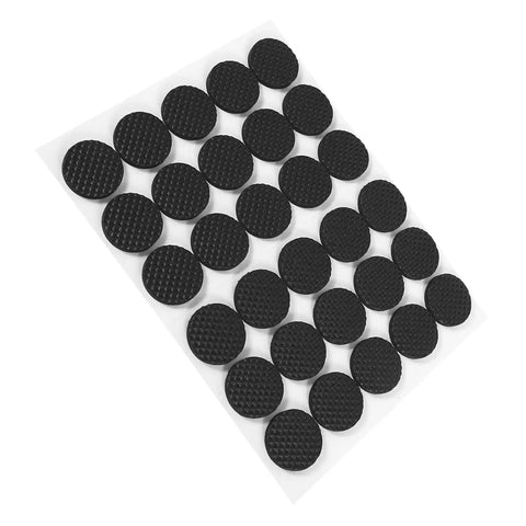 30 Piece Black Nonslip Rubber Feet Pads For Heavy Duty Floor Protection Under Furniture And Appliances, textured pads on sheet