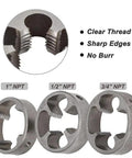 PVC Pipe Threader Kit For Quick No Fuss Threading Six Piece Tool Set With 1/2 Inch 3/4 Inch And 1 Inch NPT Die Sets