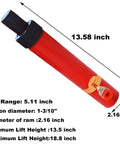 Close-up of a red ram component from Beastly 10 Ton Hydraulic Porta Power Lift Kit With Ram Heavy Duty Floor Jack Pump For Car Auto Body Frame Repair Truck Farm Equipment And More 22000 Lbs Capacity Lift From 130mm To 477mm Red, showing dimensions.