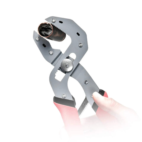 7 Inch Self Adjusting Pliers With Spring Loaded One Hand Power Grip For Bolts And Pipes All Purpose Jaws and red Comfort Grip Handle