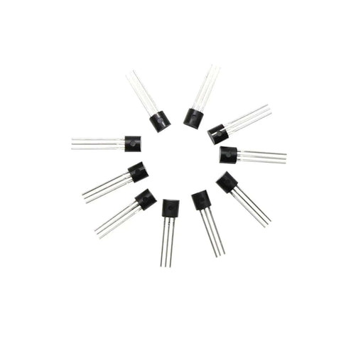 A circular display of black NPN and PNP transistors from the All In One Transistor Kit With Resistor Pack For Hobbyists And Students