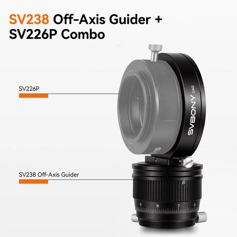 SV238 Off-Axis Guider OAG for Astrophotography with CNC Machined Body, focus dial visible, part of SV226P combo