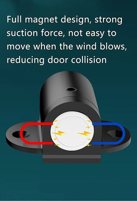 Invisible Metal Magnetic Door Catch Stops Keep Doors From Slamming Shut With Strong Hold For Bedrooms Bathrooms Offices And Homes In Cool Black Finish, showing full magnet design.