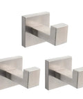 Rust Resistant 304 Stainless Steel Square Towel Hooks Set Of 3 Heavy Duty Wall Mounted Coat And Robe Hangers For Bathroom Kitchen Garage Living Room Hotel Brushed Nickel