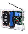 DIY FM Radio Kit 76 108 MHz With LCD Display Digital Radio Module showing internal components and LCD screen with station frequency.