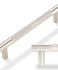 10 Pack 5 Inch Center To Center Brushed Satin Nickel Knurled Cabinet Handles Drawer Pulls For Kitchen Cabinets Length 6.2 Inches