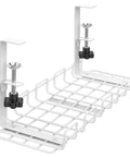 Under Desk Cable Tray Organizer With Clamp On Mount White Mesh Cable Management Tray For Desk 15.75 Inch Long By 6.3 Inch Wide Keeps Cords Neat Accessible Sturdy Steel Construction 1 Count