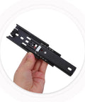 Two Pack Heavy Duty Drawer Slides Set For Dresser And Cabinets, 4 Inch Full Extension Side Mount Rails, Cold Rolled Steel, Quick Install, Built Like A Tank For Kitchen And Closet Drawers black steel drawer slide held in hand