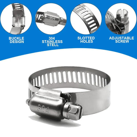 Clamp for Beefed Up Half Inch Transmission Oil Cooler Hose, stainless steel with slotted holes and adjustable screw