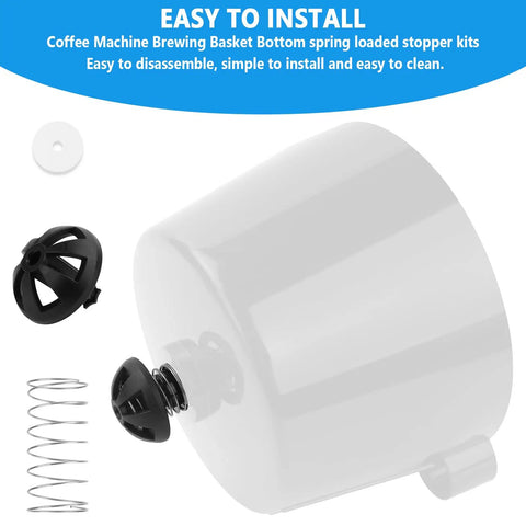 Bottom Loading Brewing Basket Stopper Kit For Coffee Makers, spring loaded replacement with spring, silicone pad and stopper