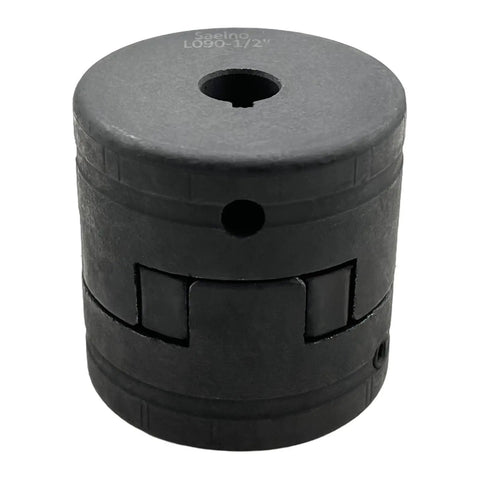 Flexible 3-Piece L-Jaw Coupling Set With Rubber Spider For Log Wood Splitter, L090 From 1/2 Inch To 1 Inch Bore, blackened cast iron