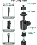 Adjustable Ball And Socket Mic Adapter With 360 Degree Pan And 90 Degree Tilt All Metal Pro Grade Gear For 5/8 And 3/8 Inch Threaded Mounts Lightweight Secure Locking Swivel Mic Stand For Streaming Cameras And Mics, 3/8 to 5/8 thread adapter for condenser, dynamic and instrument mics