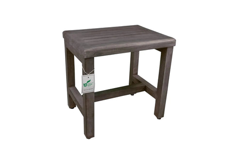 18 Inch Gray Waterproof Teak Wood Shower Bench No Slip Stool Inside Shower Seat For Safety And Storage Easy Access Solid Bathroom Organization Bench For Upgraded Shower Comfort