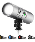 25W RGB Photography Flashlight With 20 Gobos And 4 Color Modes Portable Zoomable Video Spotlight 9000mAh Silver