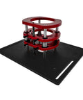 No Sweat Universal Router Table Insert Plate Adjustable Mounting Combo Kit with red mounting rings on an aluminum board