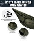 Ultralight Camping Hammock Underquilt With Sorona Insulation For Winter Camping Hiking And Backpacking in OD Green with carabiners