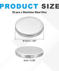 Stainless Steel Disc Blanks For Engraving Five Eighths Inch Diameter 0.08 Inch Thick Round Metal Stamping Blanks Pack Of 55