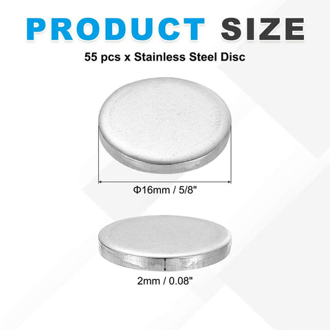 Stainless Steel Disc Blanks For Engraving Five Eighths Inch Diameter 0.08 Inch Thick Round Metal Stamping Blanks Pack Of 55