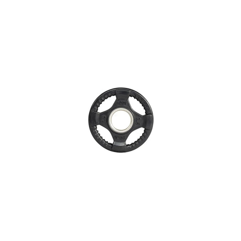 Rubber Coated Olympic Weight Plate With Hella Grippy Anti Slip Edge And Rock Solid Build For Home Gym Barbell Workouts And Serious Strength Training 2.5 Pound viewed from above.