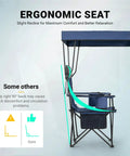Camping Chair With Canopy Shade For Outdoor Adventures, ergonomic seat design with slightly reclining high back support