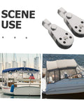 4 Pack Stainless Steel Pulley Block Set With Bearing Beefy Heavy Duty Single Wheel Rope Pulley shown with boats