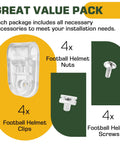 Football Helmet Facemask Clips Kit 4 Pack With Screws And Nuts For Face Mask Bracket Replacement Game Ready Hardware Compatible