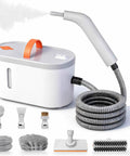 Heavy Duty Portable Handheld Steam Cleaner Features A Beefy Water Tank That Blasts Away Kitchen Grease And Tile Grout Using Just Hot Water To Give Your Whole House A Tight Clean Without Breaking The Bank. Compact design with hose and multiple attachments.