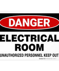 Hella Tough Aluminum Electrical Room Sign For Indoor And Outdoor Areas Killer Rust Proof Coating, displaying 'Danger Electrical Room' message.