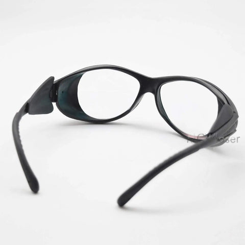Top Shelf Two Pack Laser Safety Goggles Offering Tight OD5 Plus Blockage For 808 830 850 Nm Infrared Light side view with black frame.