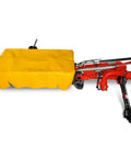 All In One Hay Baler And Rake Tedder Disc Mower Combo HB3120 HT100 DM6 with yellow cover on agricultural equipment