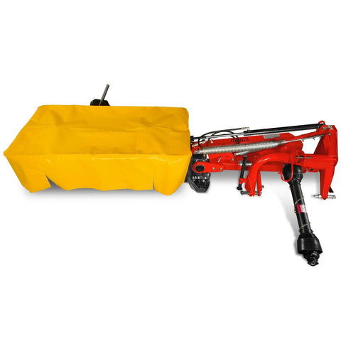 All In One Hay Baler And Rake Tedder Disc Mower Combo HB3120 HT100 DM6 with yellow cover on agricultural equipment
