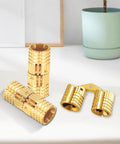Hidden Brass Hinges 8mm 4 Pack With 16 Screws for jewelry boxes and cabinets, showing two concealed hinges on a white surface.
