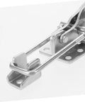 Close-up of heavy duty stainless steel mechanism of Built Tough Rubber T Handle Draw Latch for Car Hood and Toolboxes