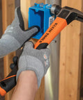 Heavy Hitting 16-Ounce Straight-Claw Hammer With Smooth Head, 13-Inch Length, Fiberglass Shock Absorbing Grip shown in use