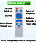 Remote control for JUDYSSY Courtyard Light Led Solar Floodlight Outdoor, featuring timing options and brightness settings.