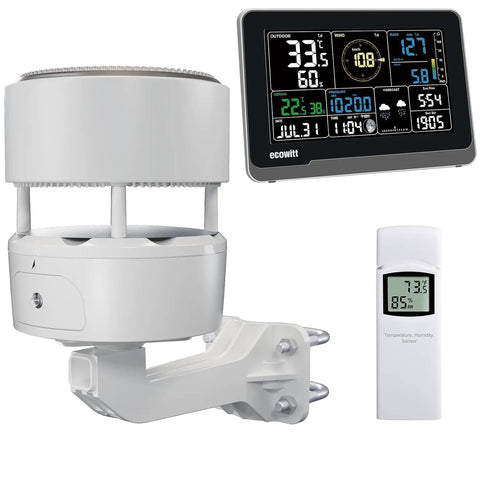 Weather Station Kit With 7.5 Inch IoT Display Console, Outdoor Sensor Array And WN32 Thermometer And Hygrometer, 915 MHz Wireless System