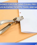 Single Hole Punch For Office Use, Heavy Duty Metal Hole Puncher With 1/4 Inch Punch, 5 Sheet Capacity, Anti Rust Construction, Handy Chip Tray
