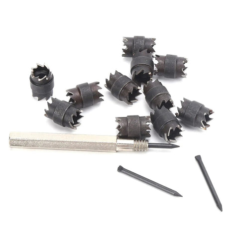 13-Piece Spot Weld Cutter Set 3/8 Inch Double-Sided Bits For Your Electric Drill Welding Tool Remover Kit displayed on white