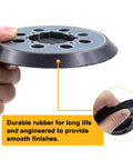 Hand holding a 4 Packs 5 Inch 8 Hole Hook And Loop Replacement Sanding Pad For DWE6423 DWE6423K DWE6421 DWE6421K DCW210B