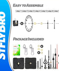 Two Pack Non Ticking Clock Movements With Six Styles Clock Hands Of Different Sizes, Battery Operated DIY Repair Parts Replacement, Easy to Assemble with Included Accessories