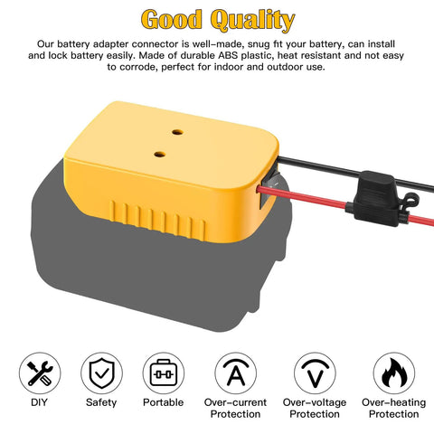 2 Pack Power Wheel Battery Adapters For 20V DCB Series Batteries With Switch Fuse And Wire Terminals 12AWG Wire Battery Converter