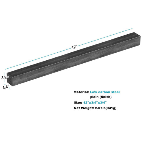 Two Pack 3/4 Inch Square Bar Key Stock Weldable Steel 12 Inch Long Raw Stock For Fabrication And Machining Hot Rolled Steel